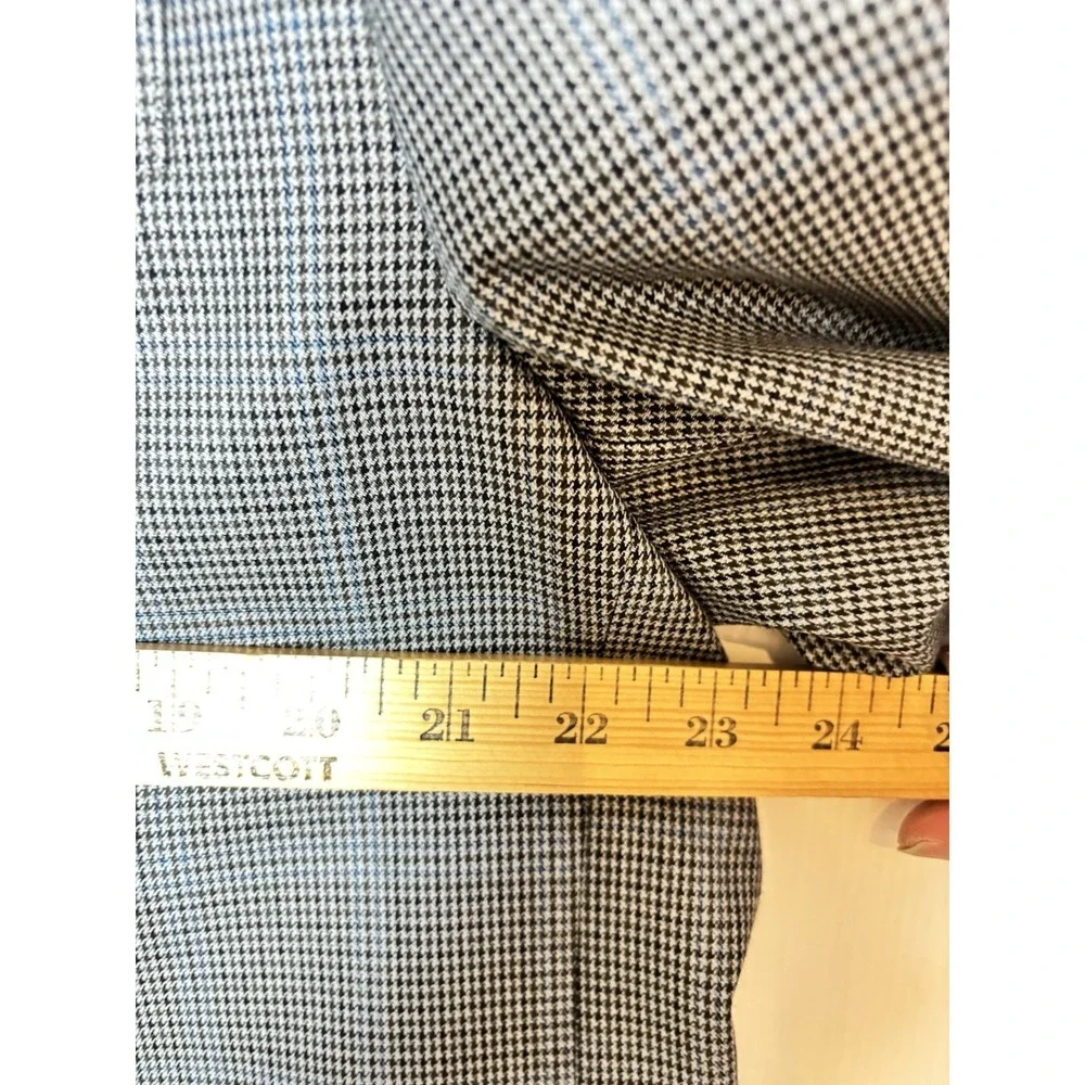 Chaps Men's 46R Windowpane Sport‎ Coat Blazer Jacket Gray Blue Business Classic